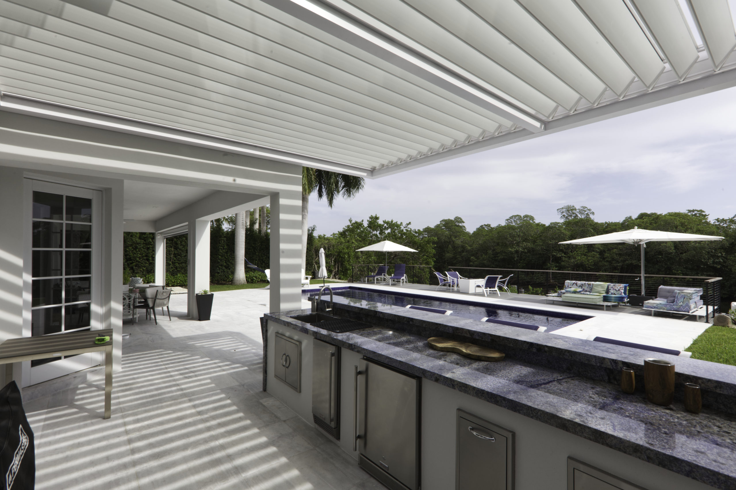 louvered pergola for strong weather conditions