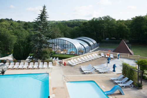Telescopic Pool Enclosure for a Luxury Campsite by Azenco