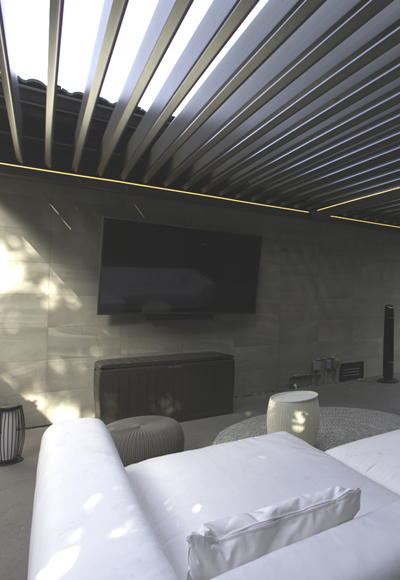outdoor living room pergola roof