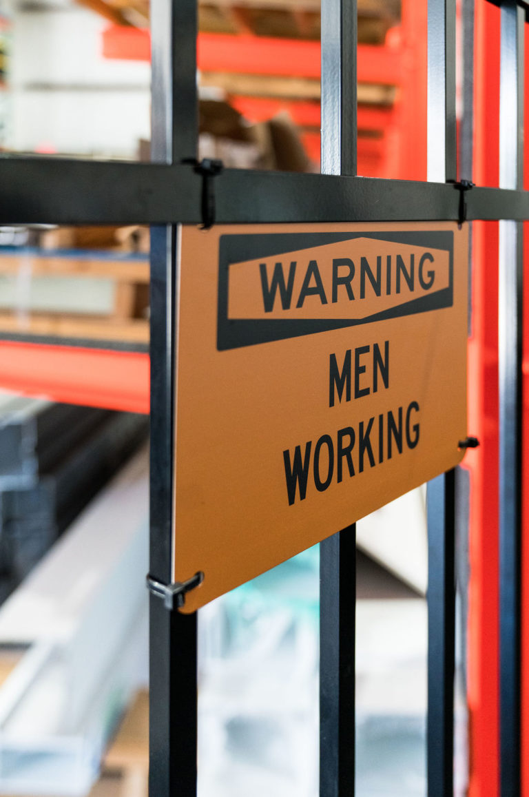 Warning, men working