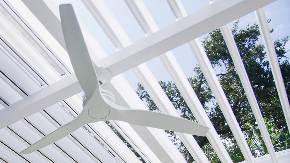 Outdoor white fans for patio covers