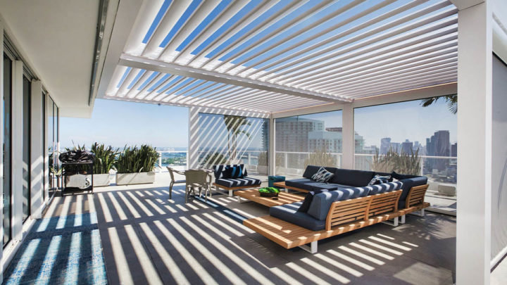 covered rooftop deck - residential building