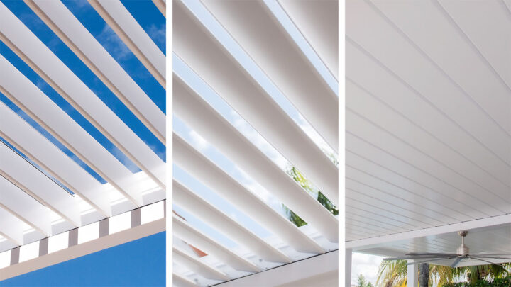 pergola that opens and closes -Azenco R-Blade motorized louvered roof