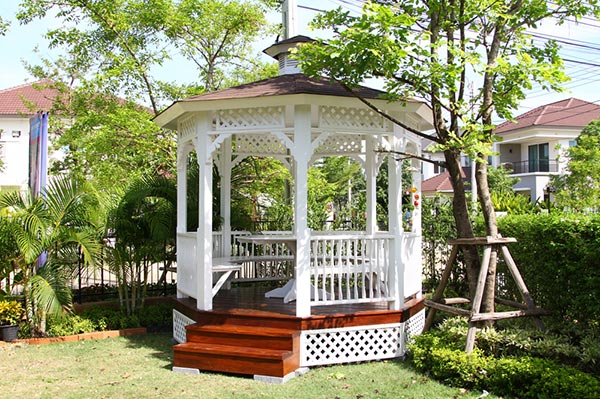 Gazebo: traditional wood patio cover - white residential