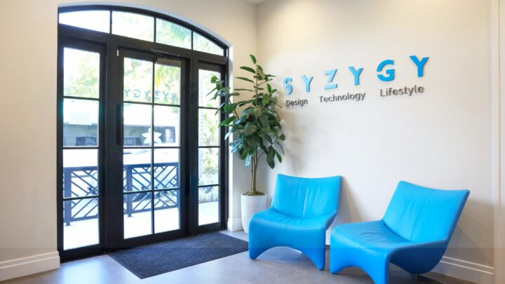 Exterior of SYZYGY Global’s new Delray Beach headquarters, designed to reflect elegance, innovation, and lifestyle values.